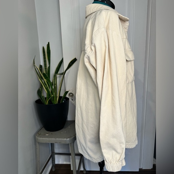 Velvet Heart Corduroy Shacket Shirt Jacket Women Size L Ivory Utility Pockets - Picture 5 of 13